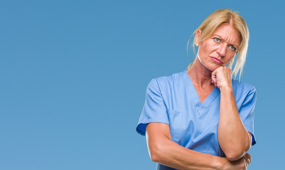 Health care worker thinking